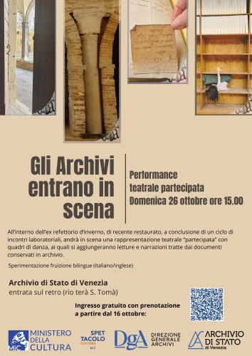 Locandina spettacolo teatro Gli Archivi entrano in scena.